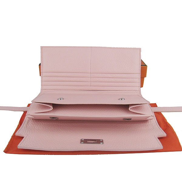 High Quality Hermes Kelly Long Clutch Bag Pink H009 Replica - Click Image to Close